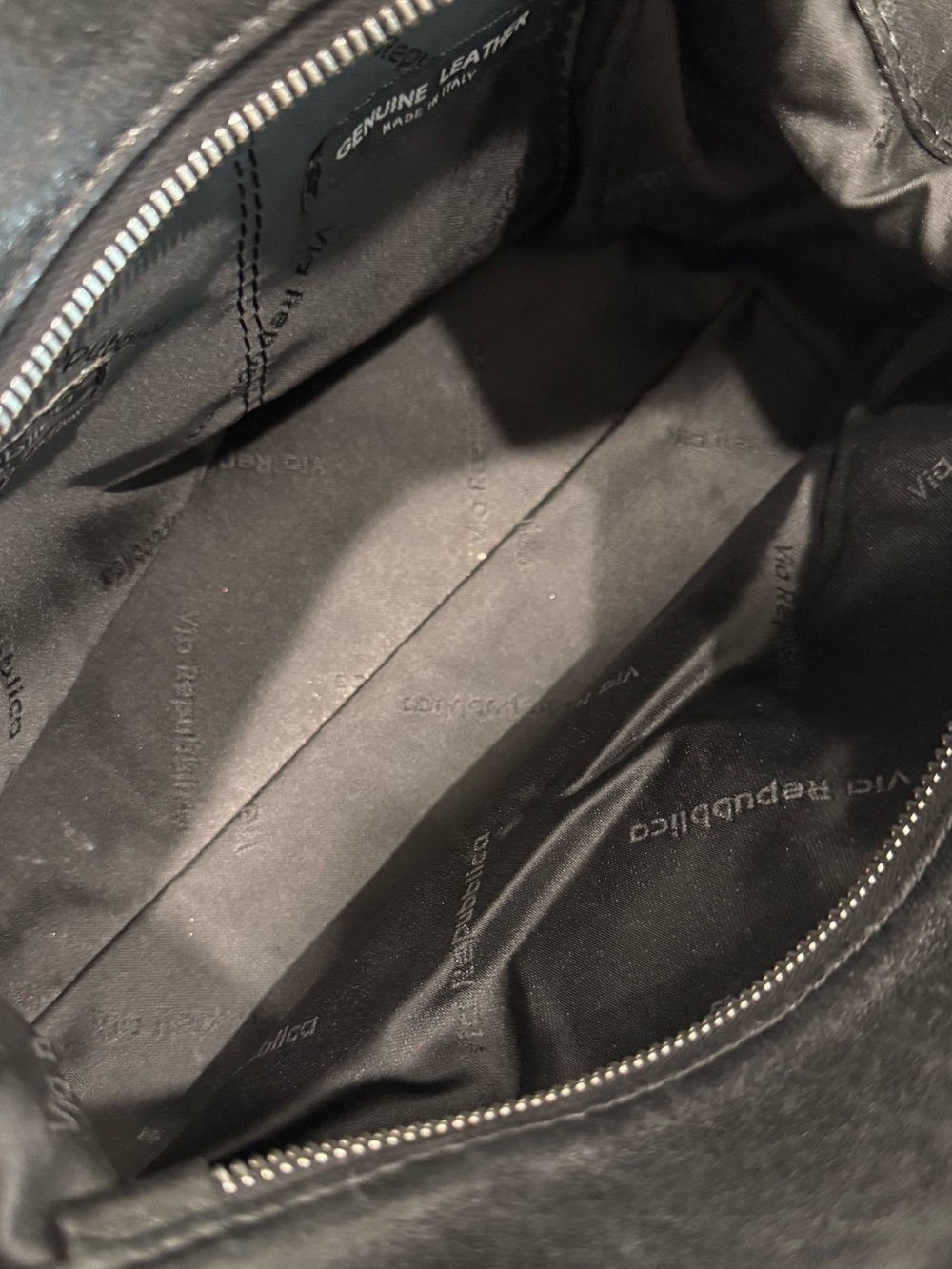 VIA REPUBBLICA NWOT Vintage Italian Leather Satchel Moto Utility Bag Black - Picture 11 of 11